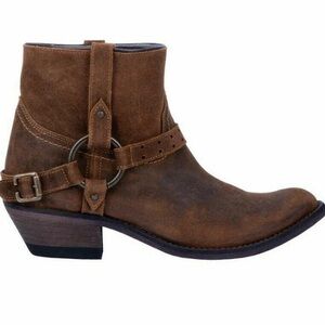 Laredo Womens Western Bootie Brown Emersyn Coastal Cowgirl Metal Harness Leather